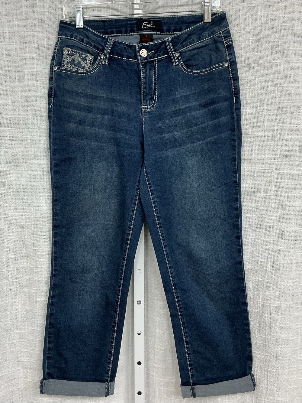 Earl Jeans Dark Blue Boyfriend Jeans with Embroidered Coin Pocket